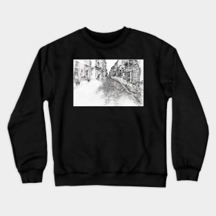 Cobbled street drawing of Whitby North Yorkshire Crewneck Sweatshirt